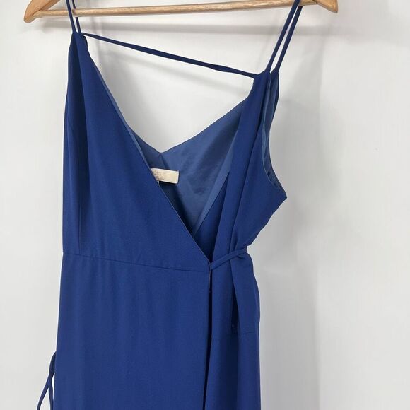 Aidan By Aidan Mattox Double Strap Wrap Dress Maxi  Navy  Womens Size 10 - Picture 6 of 11